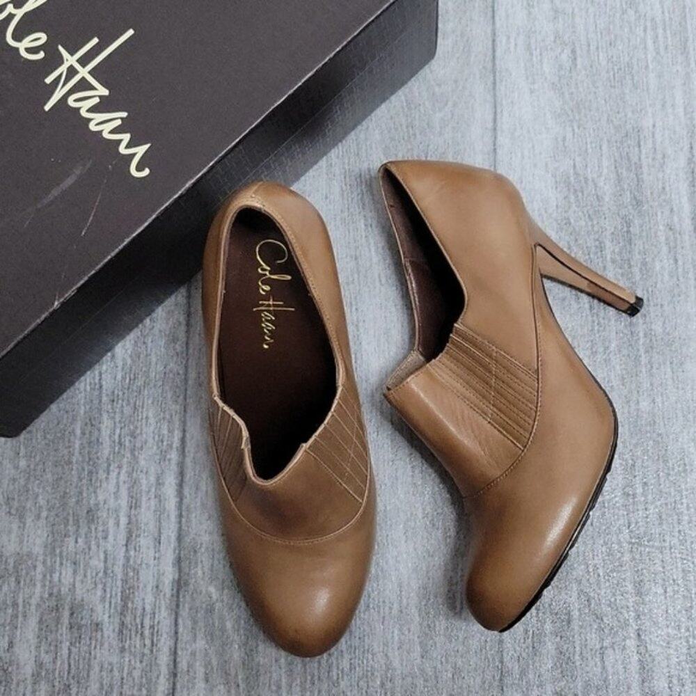 Cole Haan Taupe Air Talia Leather Heeled Bootie Women's 7